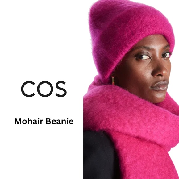 COS | Fuchsia Mohair Textured Beanie - Picture 1 of 4